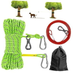 Dog Tie Out Cable for Camping Dog Trolley System Runner Cable with 50FT Green - Picture 1 of 7