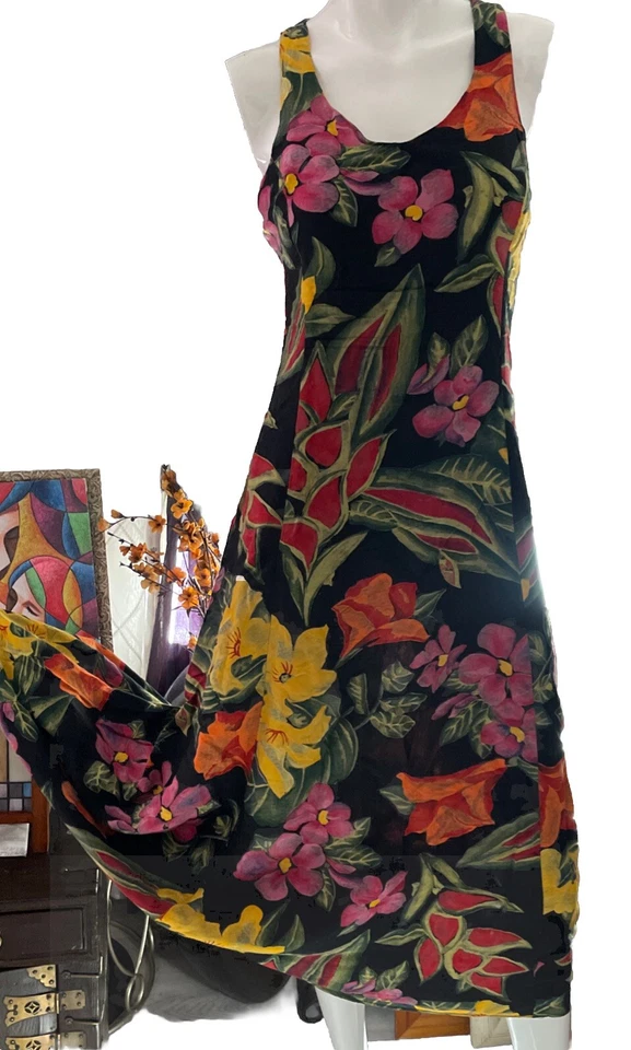 Vintage Anos 90 Byer também! Painel floral X Backdress feito nos EUA tamanho 5/S/M - Imagem 1 de 4