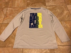 BCG Boys Youth L (14/16) Long Sleeve Light Gray Active Graphic Print Tee T-Shirt - Picture 1 of 3