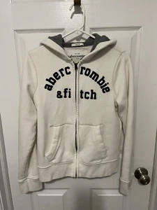 Abercrombie Kids Full Zip Hooded Sweatshirt Hoodie XL Boys Ivory/Cream - Picture 1 of 6