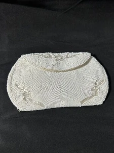 Vintage White Beaded Hand Clutch Made In Belgium by Walborg - Picture 1 of 18