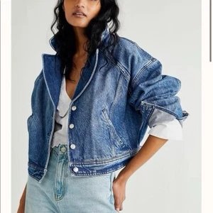 We The Free Denim Jacket Free People Now Or Never Cropped Pockets Blue Womens S - Picture 1 of 10