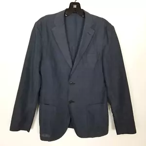 Uniqlo Men Unstructured Linen Blend Blazer Jacket Sz S Navy Waffle Textured - Picture 1 of 4