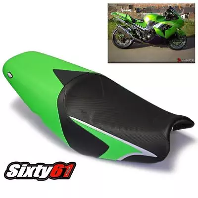 Kawasaki ZX14R ZX14 Seat Cover 2006-2009 2010 2011 Black Green Luimoto Rider - Image 1 of 4