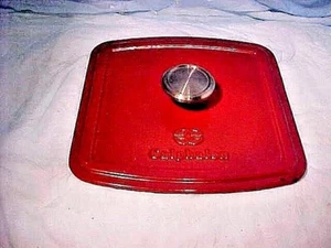 Calphalon Enamel Cast Iron PRESS RED ENAMEL INSIDE RIBBED - NICE  COOKING PRESS - Picture 1 of 12