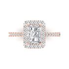 1.65ct Emerald Cut Halo Anniversary Simulated Engagement Ring 14k Rose Gold