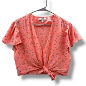 Color Me Courtney Ellie rosa floreale crop top donna taglia 6 cravatta davanti - Foto 1 di 7