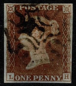 1841 1d Red Black Pl 11 LH 4m Black MX Fine Used Cat. £130.00 - Picture 1 of 1
