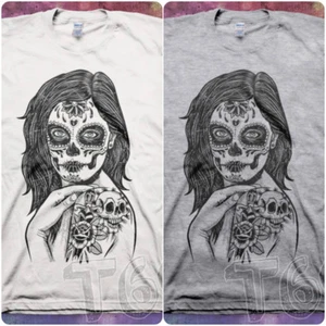 Santa Muerte Tattoo Girl Rock Roll Skull Mexican Herren T-Shirt Shirt S M L XL - Bild 1 von 3