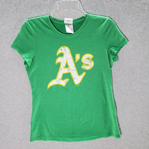 Oakland Athletics Women Top Small Green Logo A's Graphic Short Sleeve Cover