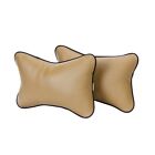 Beige Car Home PU Solid Neck Pillow Breathable Rest Cushion Headrest ?