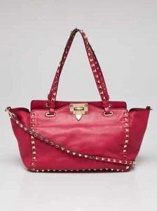 Valentino Pink Leather Rockstud Trapeze Small Tote Bag - Picture 1 of 11