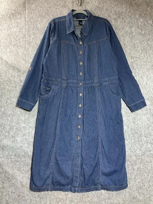 Vestido Denim Co Mujer Grande Azul Bolsillos Botón Delantero Maxi Cápsula Maestro Modesto Foto 1 de 4