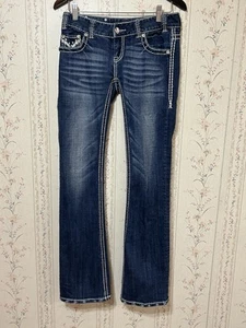 Jeans donna Rock And Roll cowgirl vita bassa ricamato bootcut blu taglia 27x34 - Foto 1 di 16