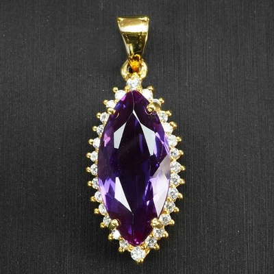 Entrancing Indigo Violet Spinel 6.30Ct 925 Sterling Silver 24K Gold Pendants - Image 1 of 4