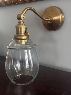 Two (2) Pottery Barn Classic Curved Arm Sconces Brushed Brass 11.25" (New) - Image 1 of 4