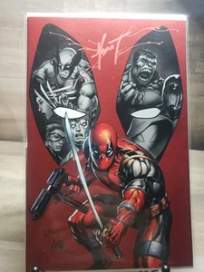 Deadpool Team Up 1 Rob Liefeld Virgin Marat Mychaels Blood Sig COA Signed - Picture 1 of 8
