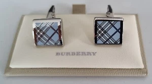 Burberry Blue Nova Check Inlay Cufflinks - Picture 1 of 4