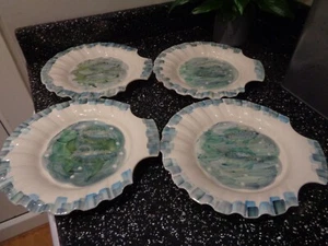 PIATTO A CONCHIGLIA IN JERSEY CERAMICA SMERLATA X 4 - Foto 1 di 6