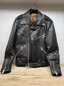 Hein Gericke Black Motorcycle Leather Jacket Mens Size 40 Reed Description - Picture 1 of 18