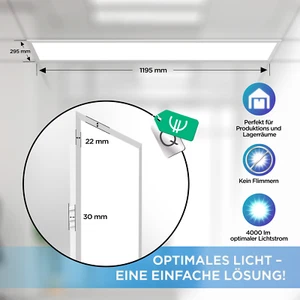 6x Deckenleuchte LED 120x30 LED Panel Warmweiß Neutralweiß Kaltweiß m/o Rahmen - Bild 1 von 19