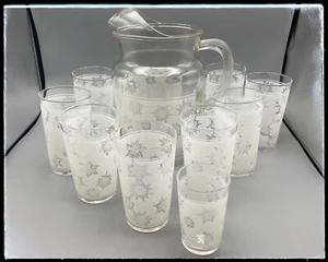 Federal Glas Atom Schneeflocke Matt Krug Lowball Saft Gläser Set MCM - Bild 1 von 10