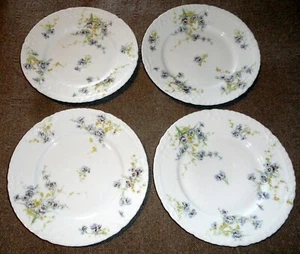 (4) Theodore Haviland Limoges 9 1/8" Dinner Plates Schleiger Blue Flowers EX! - Picture 1 of 7