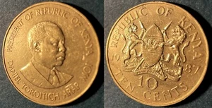 Kenya 1987 10 Cents Pres. Moi KM-18 Nickel brass XF+ #19 - US Seller - Picture 1 of 1