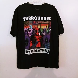 Marvel Shirt Mens 2XL Deadpool Surrounded By Greatness Graphic Tee Cotton Black - Picture 1 of 5