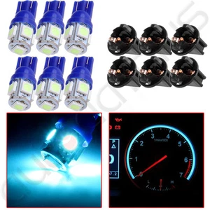 6PCS ICE BLUE T10 5SMD LED CLUSTER PANEL DASH BULBS PC194 1/2 HOLE LOCK SOCKET - Bild 1 von 9