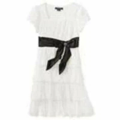 Niñas Vestido Fiesta Pascua Vacaciones Blanco My Michelle Arrugado Manga Corta $62-12 Foto 1 de 4