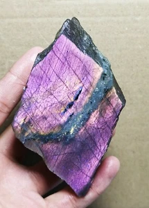 One Side Polished Nice Purple Flash Labradorite Slab Spectrolite Reiki Stone - Picture 1 of 11
