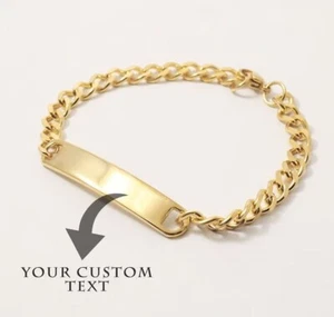 bracciale uomo acciaio inox braccialetto color argento-oro- personalizzabile - Foto 1 di 6