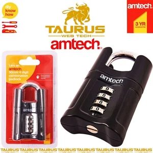 AMTECH Heavy Duty 50MM 4 Digit Combination Padlock Security Garage Steel Door UK - Picture 1 of 5