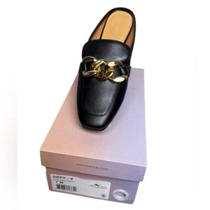 Lisa Vicky Nappa Loafer Mule Chain-Link Detail Zippy-V Black Sheep Women’s 7M - Picture 1 of 8