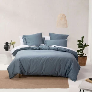 Linen House Nara Bluestone Bamboo Cotton Doona Quilt Cover Set - All Sizes - Picture 1 of 10