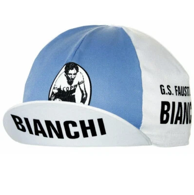 Gorra Bianchi G S Fausto Coppi Ciclismo Retro con Visera Abatible Hecha en Italia  Foto 1 de 4