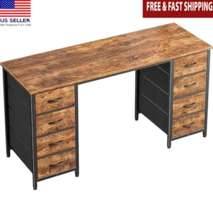 47" Computer Desk W/ 8 Drawers Work Home Office Study Large Storage Modern New - Picture 1 of 6
