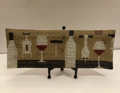 Prima Design Decorative Rectangular Glass Tray Wine Theme 15.5”x 6” GUC !! - Image 1 of 4