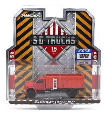 1:64 GreenLight *SD TRUCKS 13* WEAHTERED RED 1980 Chevrolet C70 Grain Truck NIP - Image 1 of 2