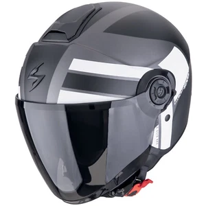 Scorpion Exo-City II Blur Jethelm Silber/Schwarz/Weiss Motorradhelm Sonnenvisier - Bild 1 von 5