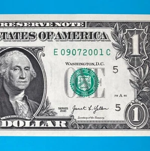 September 7, 2001 / 9 July 2001 (E 09072001 C) BIRTHDAY $1 One Dollar Bill *UNC* - Picture 1 of 4