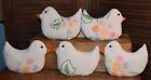 Primitive 5 Chicks Bowl Fillers Embroidered Chickens Hens Cupboard Tucks
