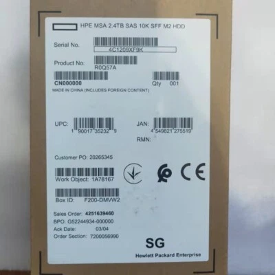 HPE P13247-001 MSA 2.4TB Internal 10K RPM 2.5'' SFF SAS M.2 (R0Q57A) Hard Drive - Bild 1 von 3