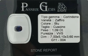 Zaffiro Blu 1,09 Ct. in Blister con Nostro Logo - Imagen 1 de 3