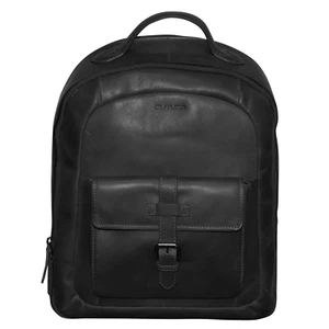 Futura Mens Leather Laptop Backpack School Shoulder Bag Front Pocket - Black - Picture 1 of 4