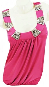 TOM WOLFE CANDY PINK SLEEVELESS SCOOP NECK DRAPE TOP, RRP £30, UK 8, LT068 - Imagen 1 de 3
