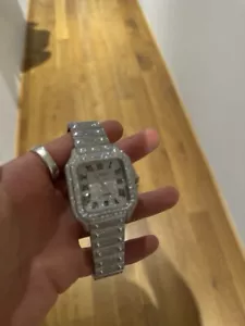 Moissanite Watch Cartier Santos - Bild 1 von 6