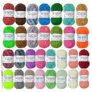 6X Scrubby Shine Yarn Assorted Colors Scrubby Exquisite Crocheting Weaving Yarn - Picture 1 of 17