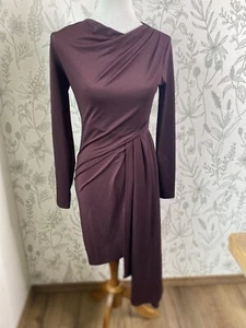 Topshop Asymmetric Long Sleeve Crepe Drape Dress Eggplant  Size 4  - Picture 1 of 11